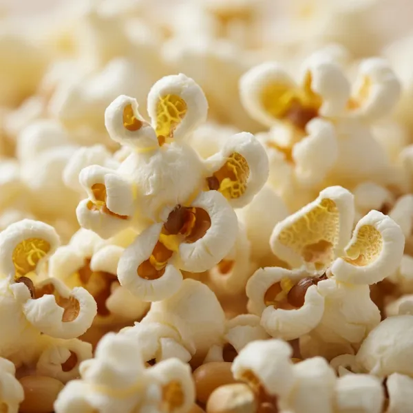 Irregular, airy butterfly popcorn kernels with wings, ideal for light seasonings and fluffy texture.