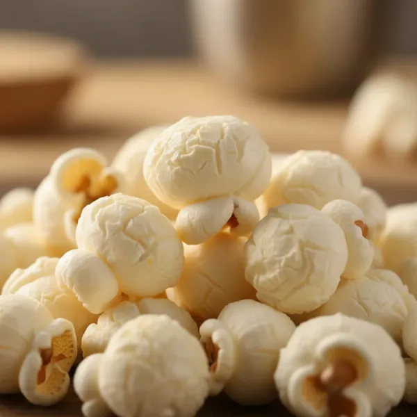 Round, dense mushroom popcorn kernels, perfect for gourmet coatings and chewy texture.