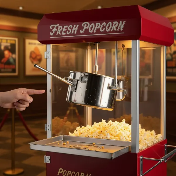 Theater-Style Popcorn Machine with Removable Kettle for Cleaning